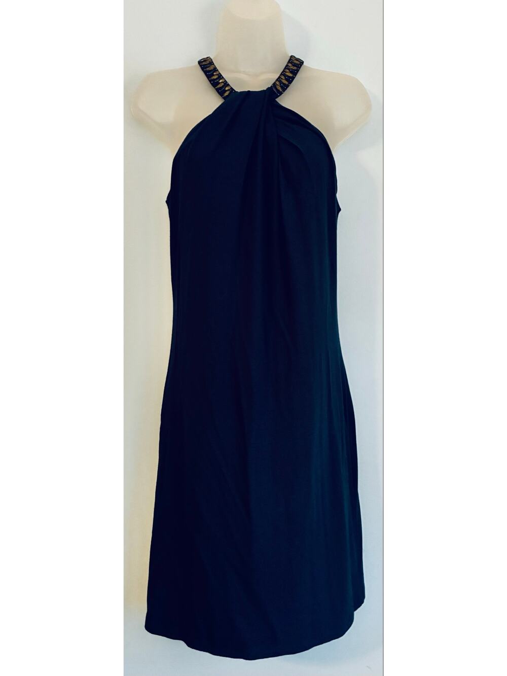 Tommy Bahama Navy Blue Dress Jewel Neck Built In Bra Small Vacation Summer